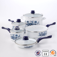 brillante Enamelware Pan lava cocina conjunto de cacerolas de piedra